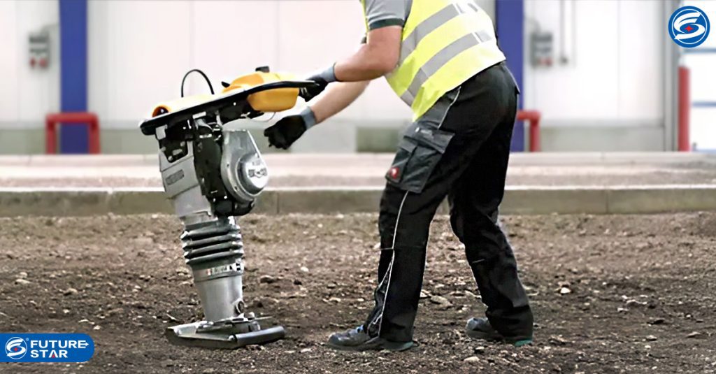 Using a Stamping Machine on a walkway project